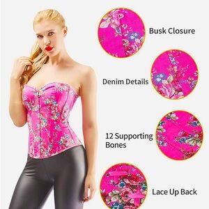 FINAL!! SEXY Hot Pink Floral Corset Sz M